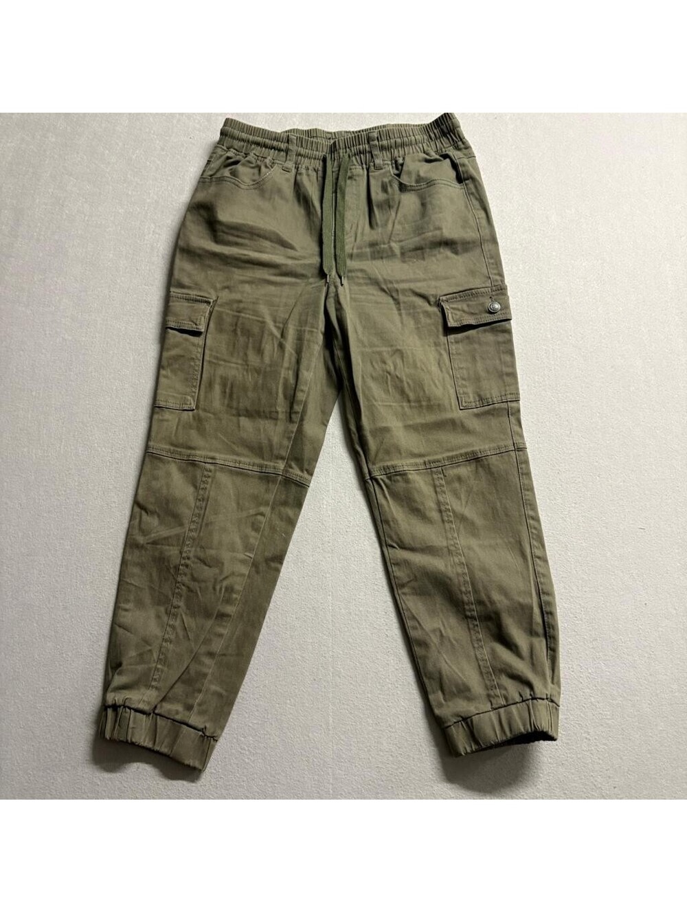 Monkey Ride Jeans Womens 11/30 Olive Green Cargo Jogger Pants Drawstring Waist